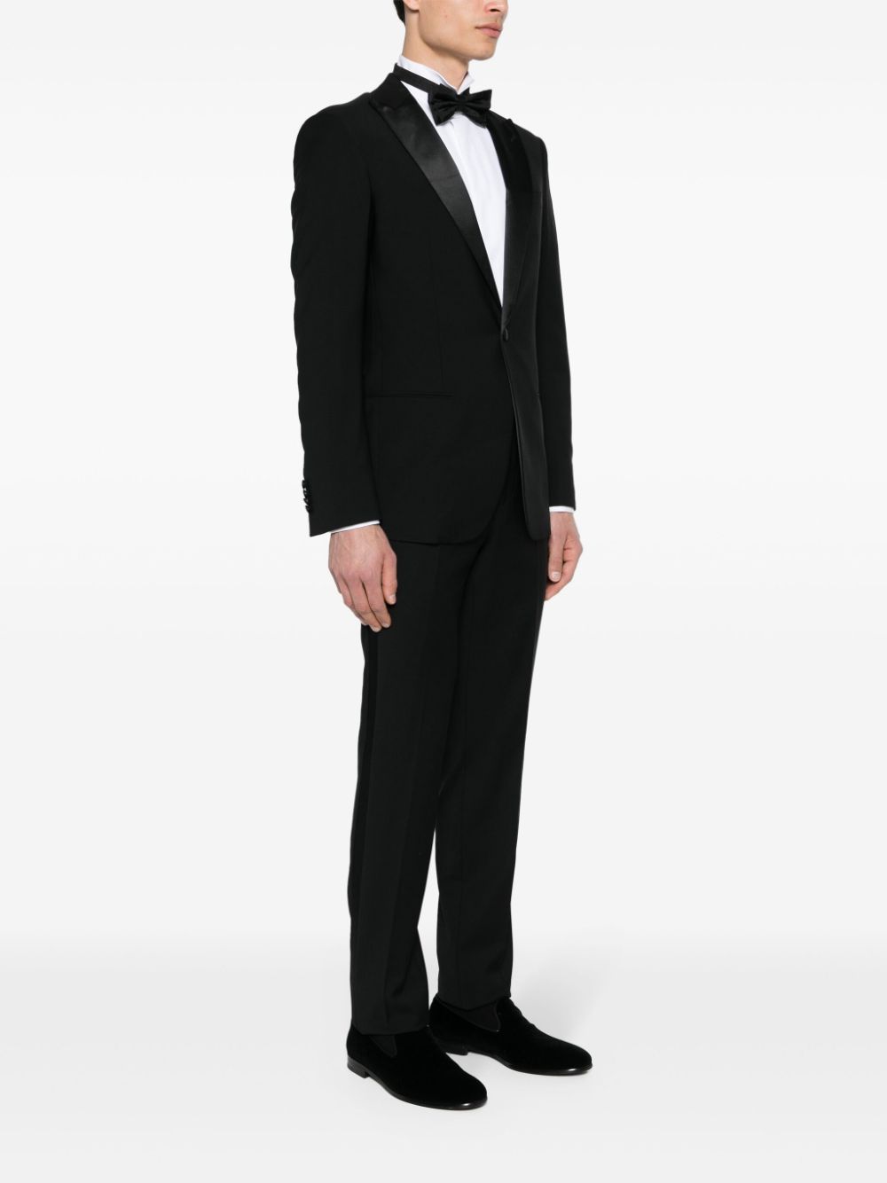 Shop Giorgio Armani Contrast Wool Single-breasted Suit In Black