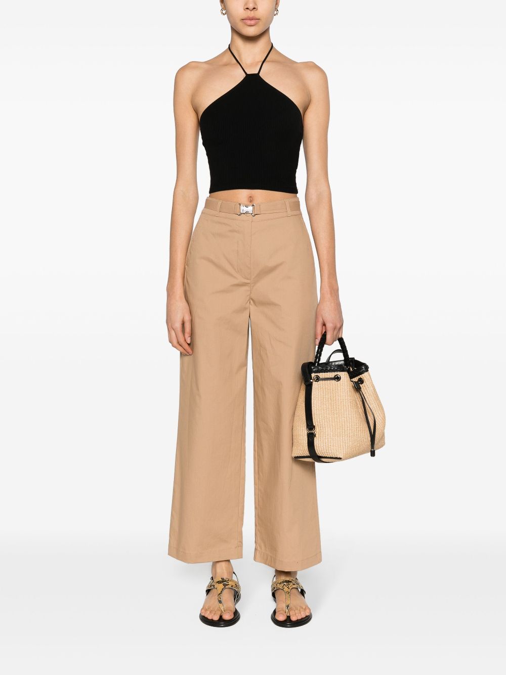 LIU JO belted straight-leg trousers - Neutrals