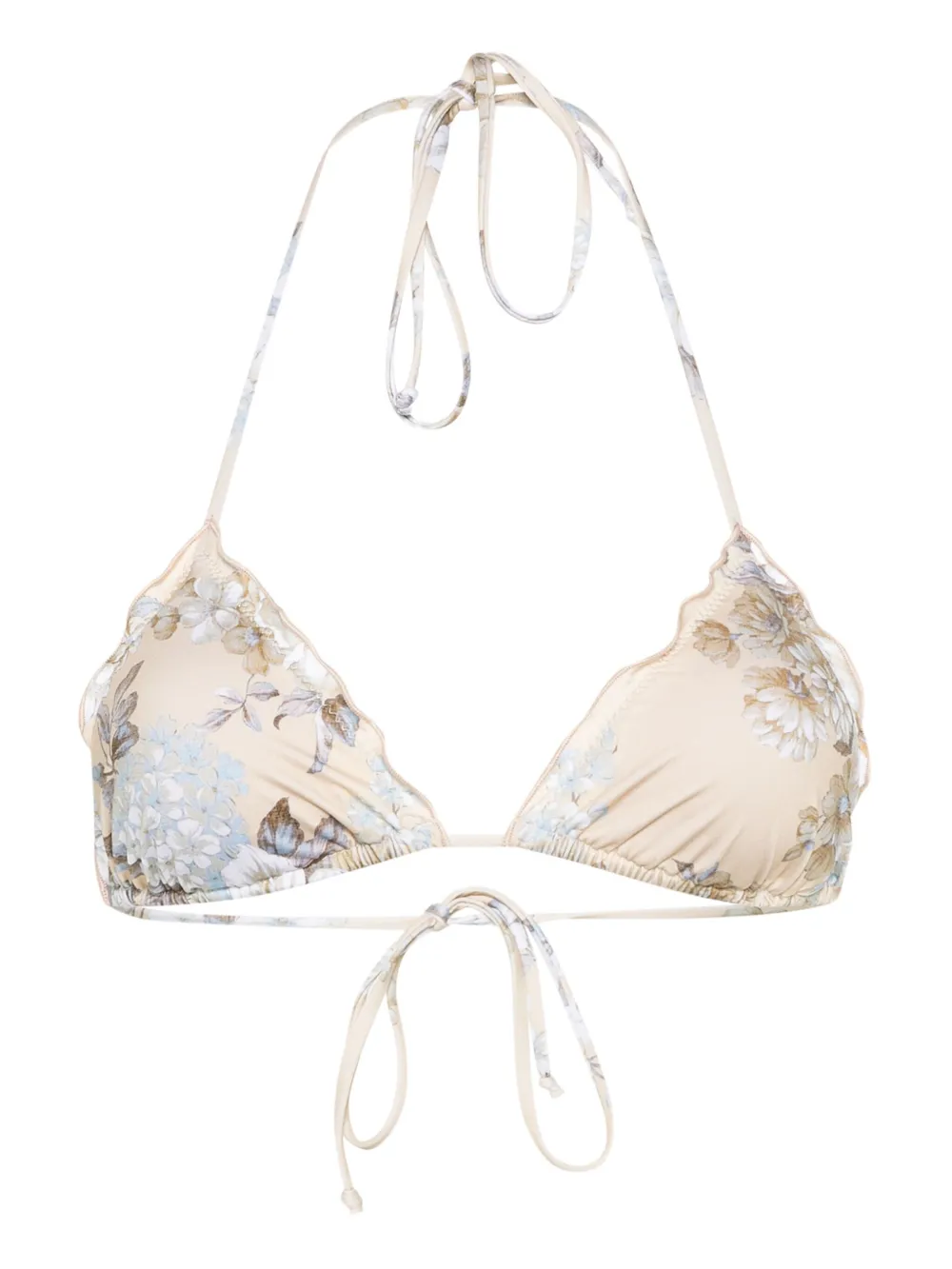 Mc2 Saint Barth Sagittarius Floral-print Bikini Top In Neutrals