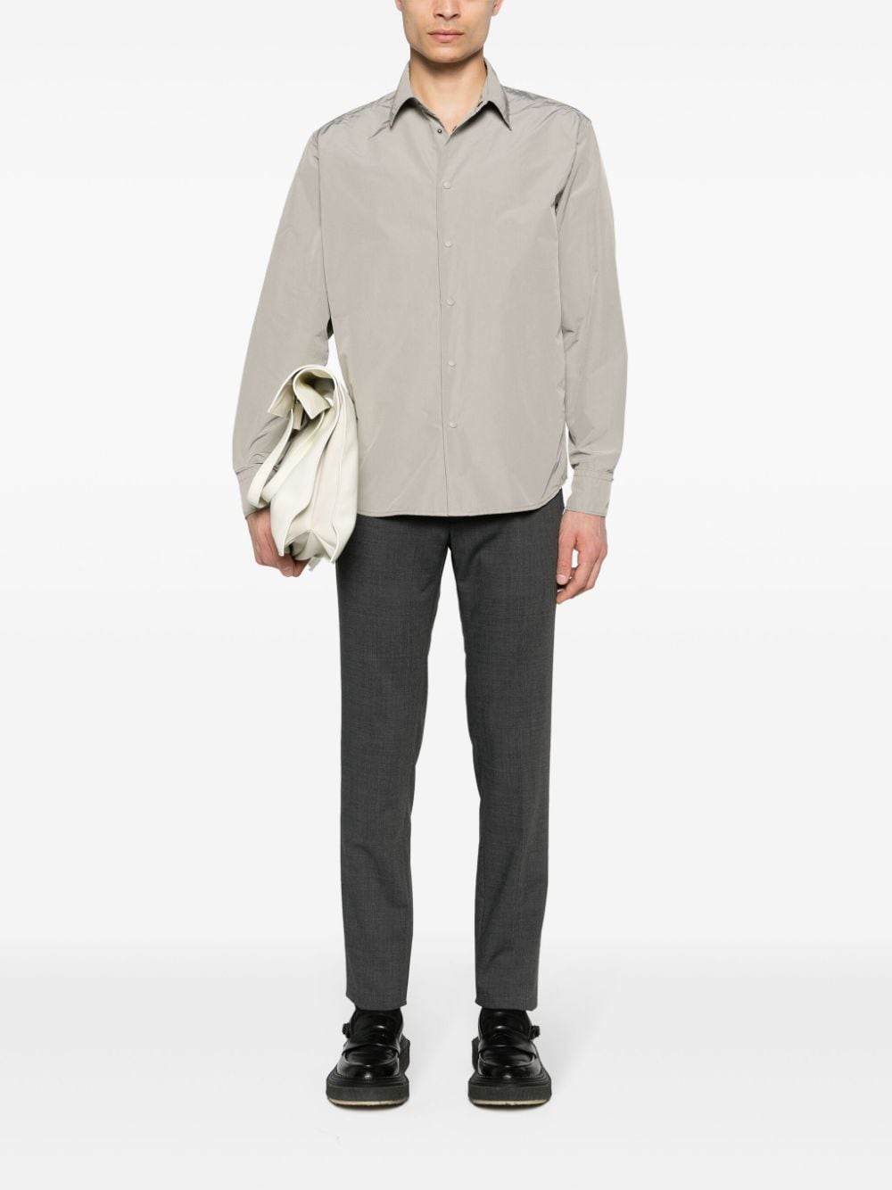 Shop Aspesi Crinkled Reflective Shirt In Grey