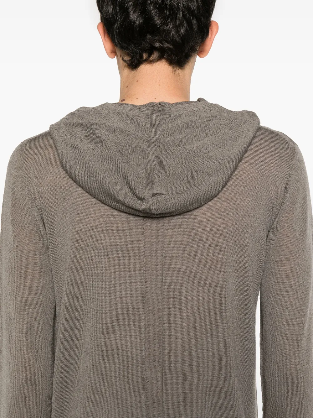 Shop Rick Owens Long-sleeve Knitted Hoodie In Grey