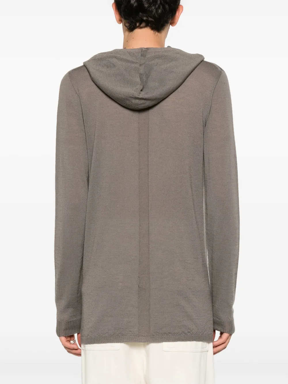 Shop Rick Owens Long-sleeve Knitted Hoodie In Grey