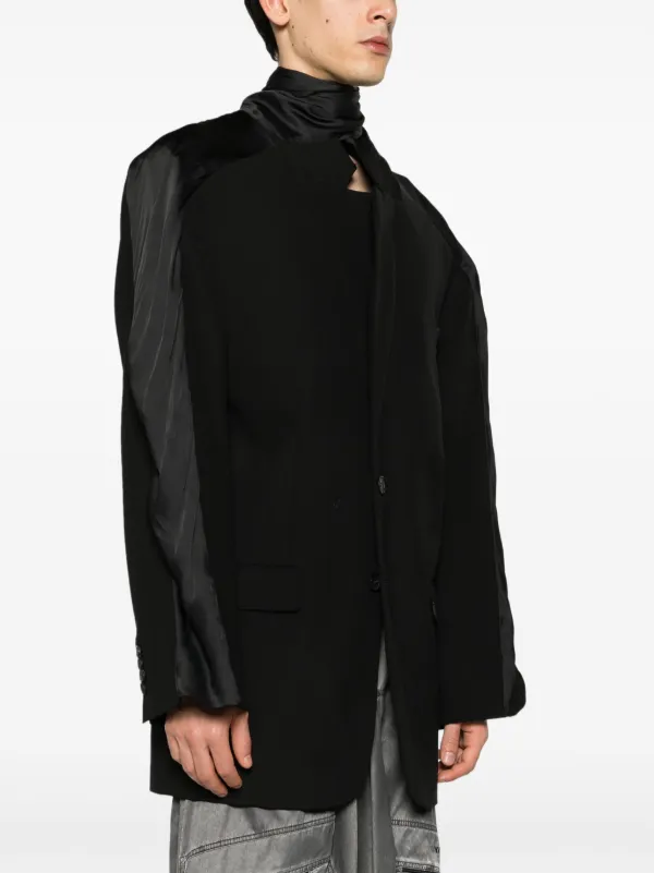 Y/Project scarf-detail single-breasted Blazer | Black Y/Project scarf-detail single-breasted Blazer | Black