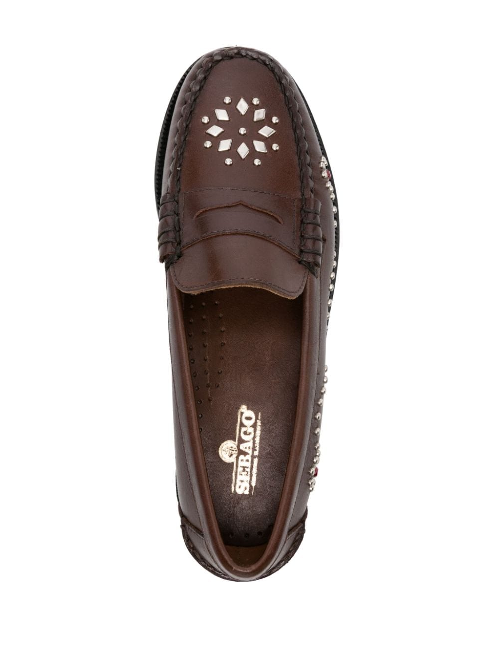 Shop Sebago Dandette Studs Loafers In Brown