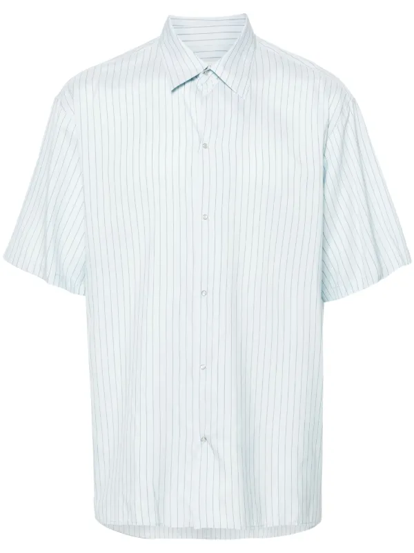 Lanvin Pinstriped press-stud Shirt | Blue | FARFETCH