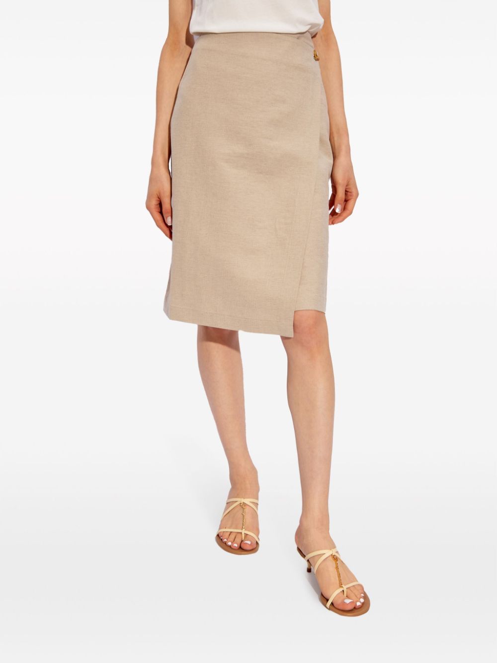 Shop Aeron Wrap-design High-waisted Skirt In Neutrals