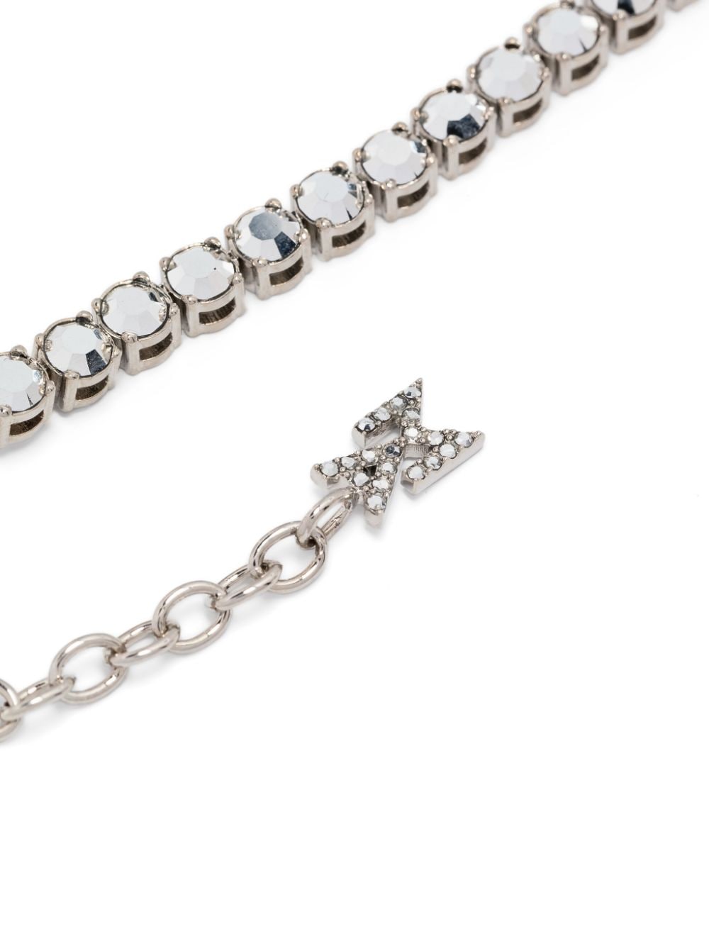 Shop Amina Muaddi Tennis Crystal-embellished Necklace In Silver
