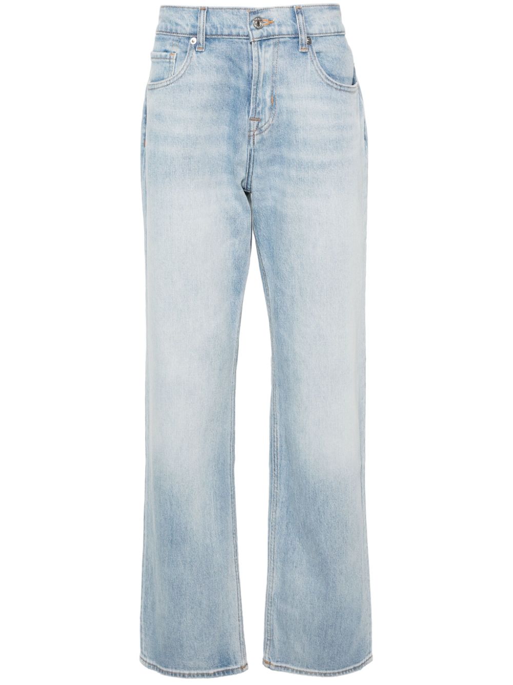 Shop 7 For All Mankind Austyn Mid-rise Straight-leg Jeans In Blue
