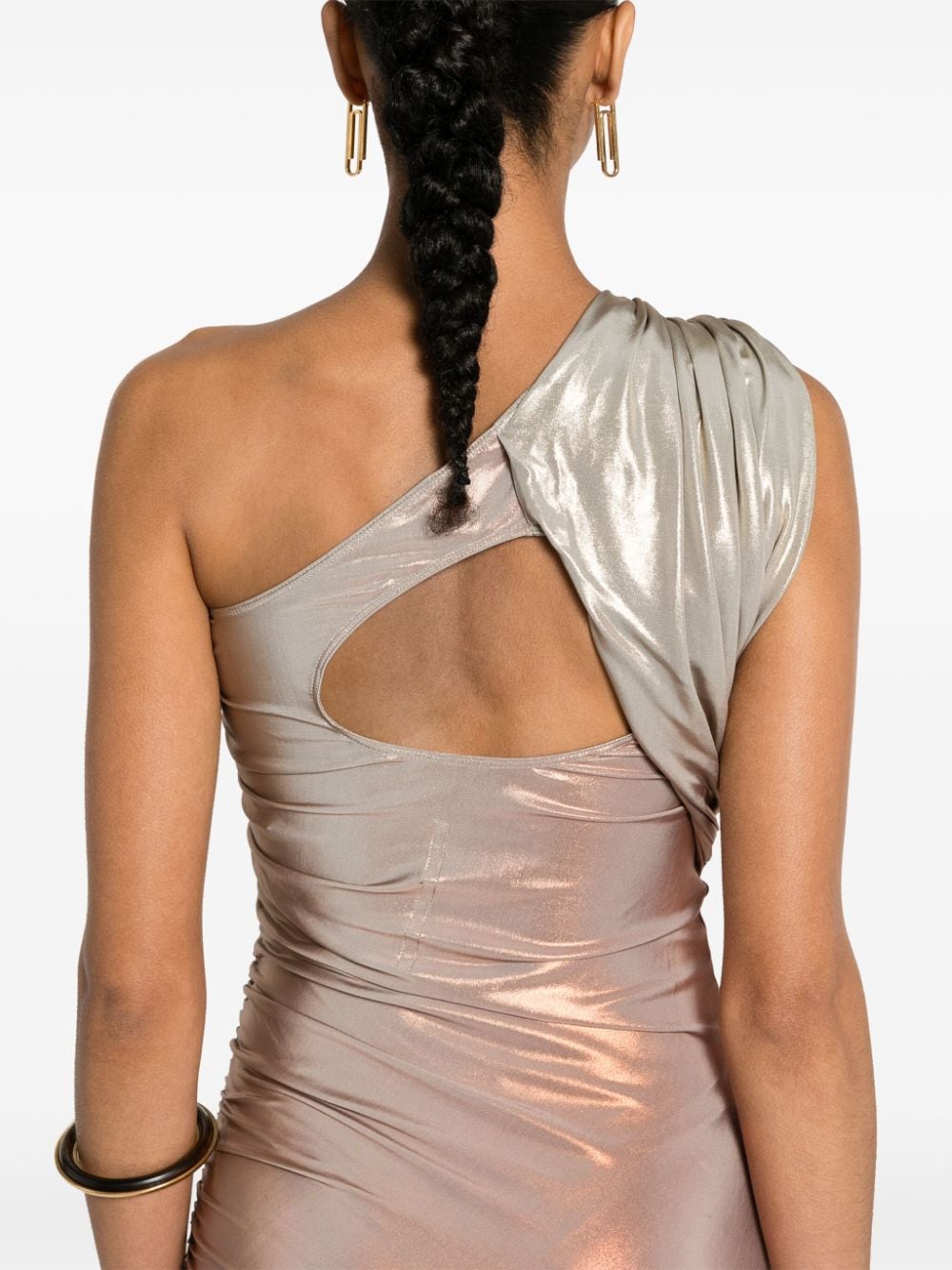 Rick Owens Lilies Asymmetrische midi-jurk Metallic