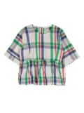 Bobo Choses Madras Checks peplum blouse - White