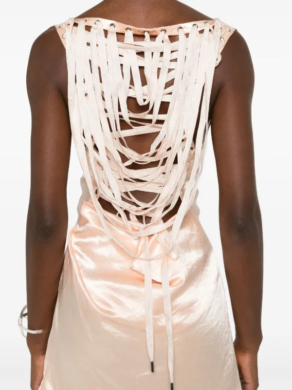 strapless open back dress Jean Paul Gaultier // Pink Gathered Asymmetrical Dress – VSP Consignment main image 0