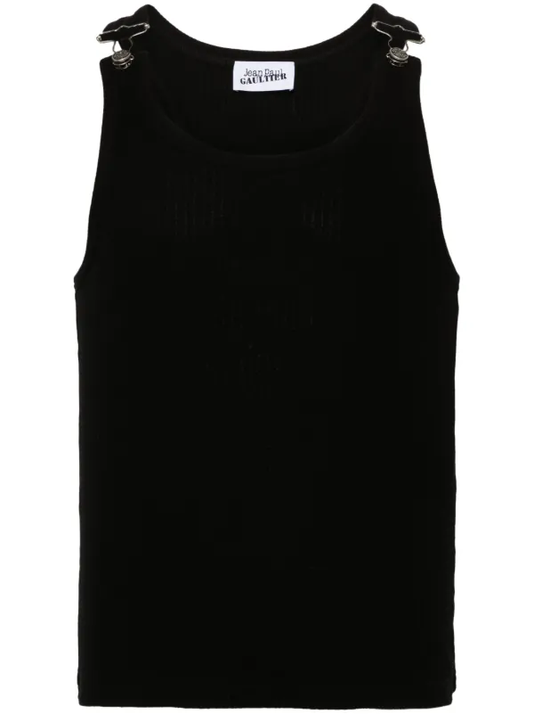 Jean Paul Gaultier ribbed-knit Cotton Tank Top | Black | FARFETCH LU