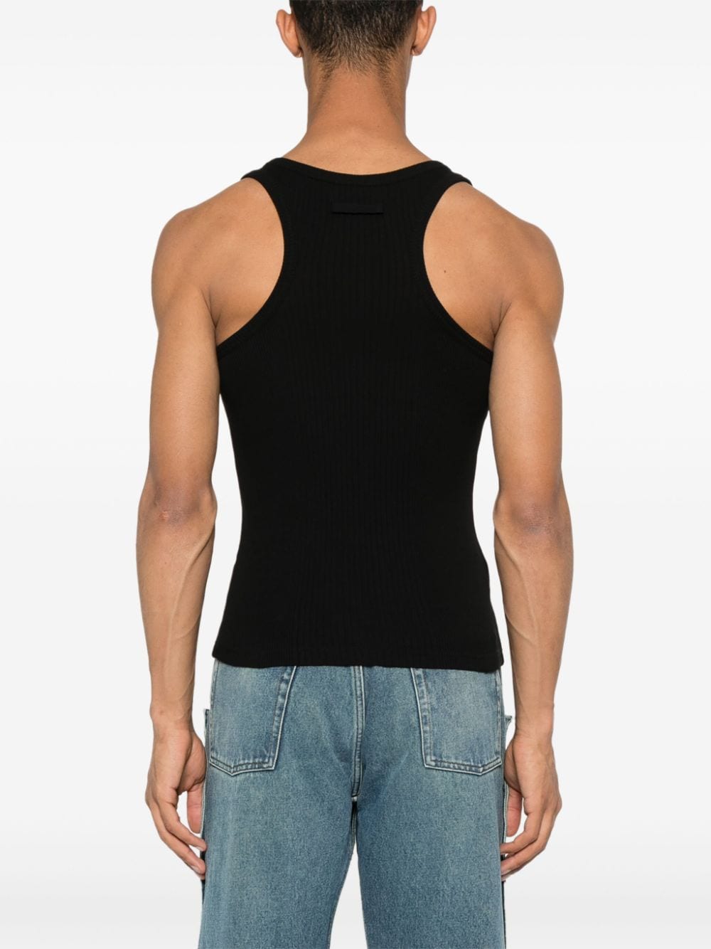Shop Jean Paul Gaultier Ribbed-knit Cotton Tank Top In 黑色