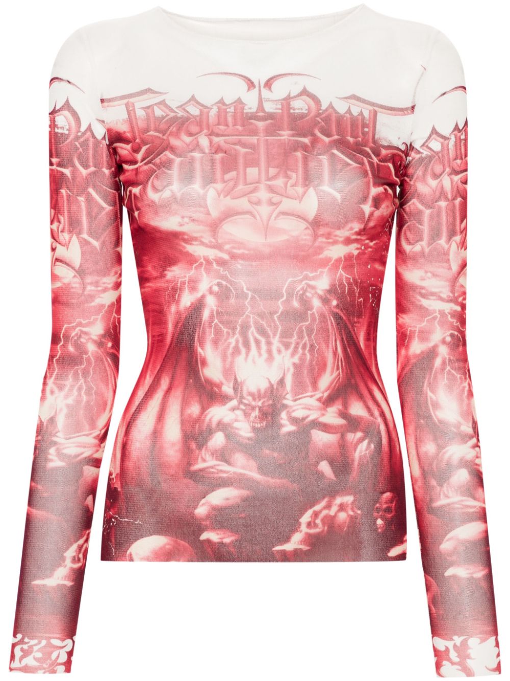 Shop Jean Paul Gaultier The Red Diablo Longsleeved T-shirt In White