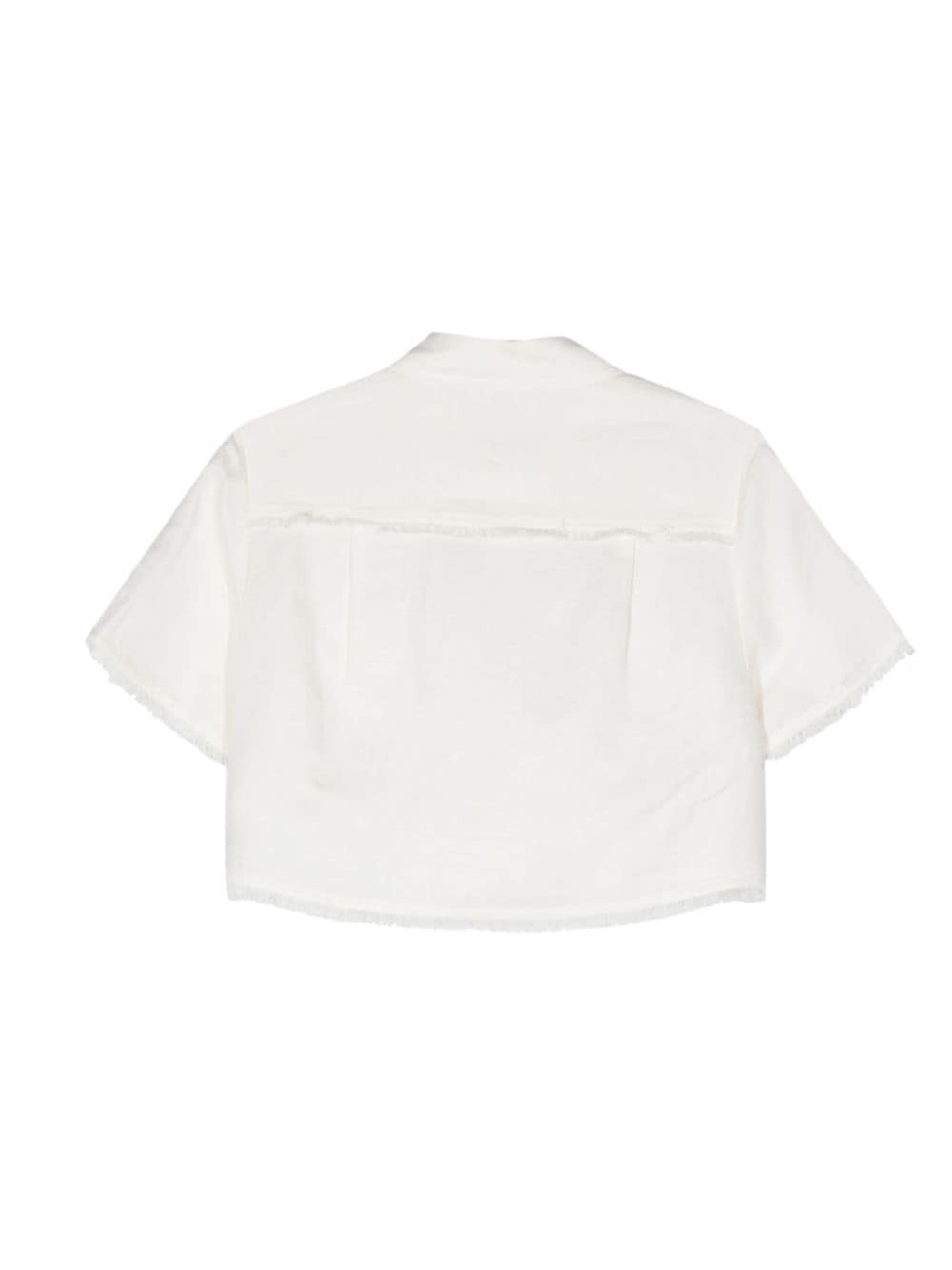 Shop Simkhai Short-sleeve Frayed Shirt In White