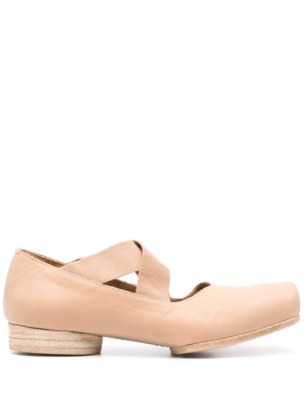 square-toe leather ballerina shoes