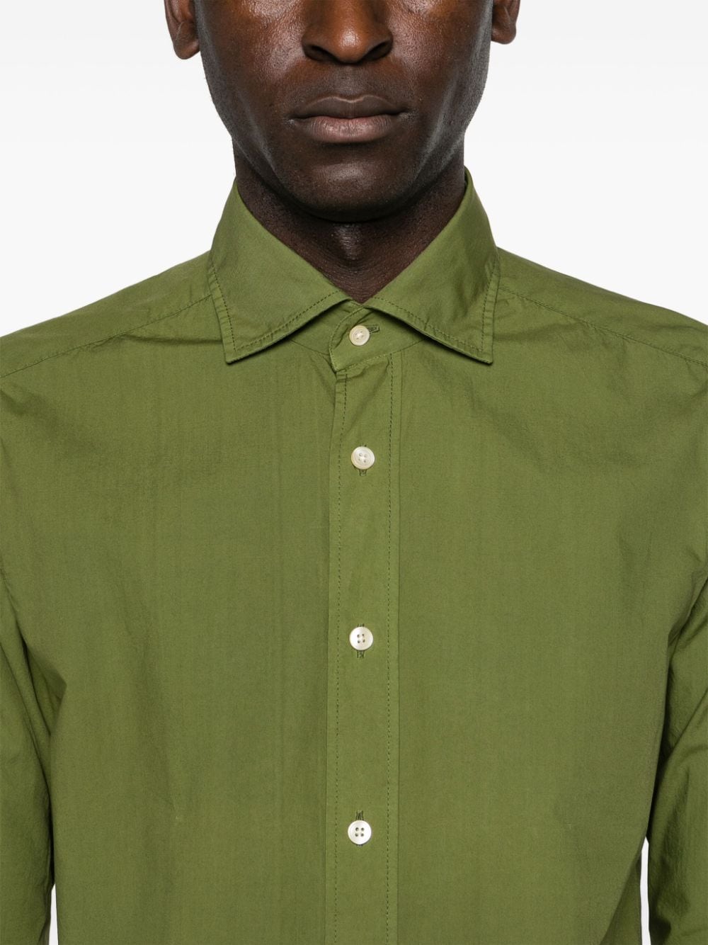 Shop Tintoria Mattei Cutaway-collar Cotton Shirt In Green