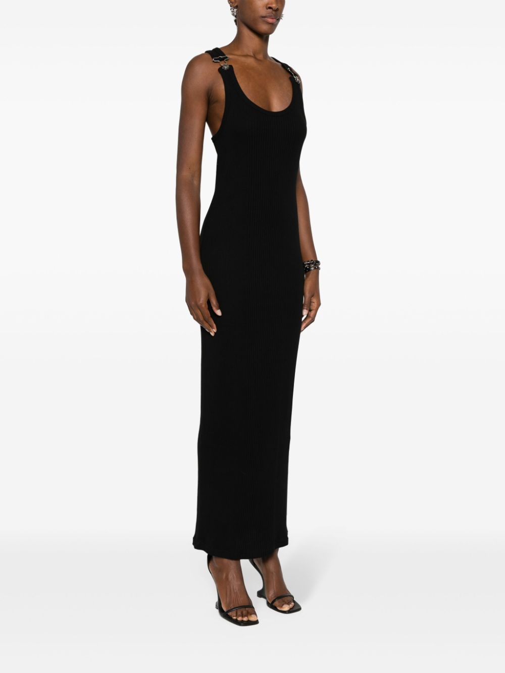 Shop Jean Paul Gaultier Chunky-ribbed Maxi Dress In Black