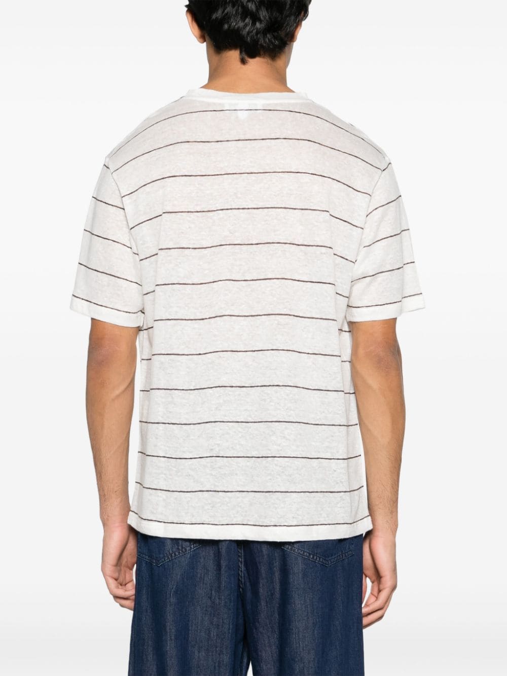 Shop Lardini Striped Fine-knit T-shirt In White
