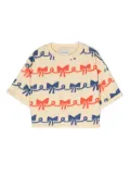 Bobo Choses Ribbon Bow-print cropped sweatshirt - Yellow