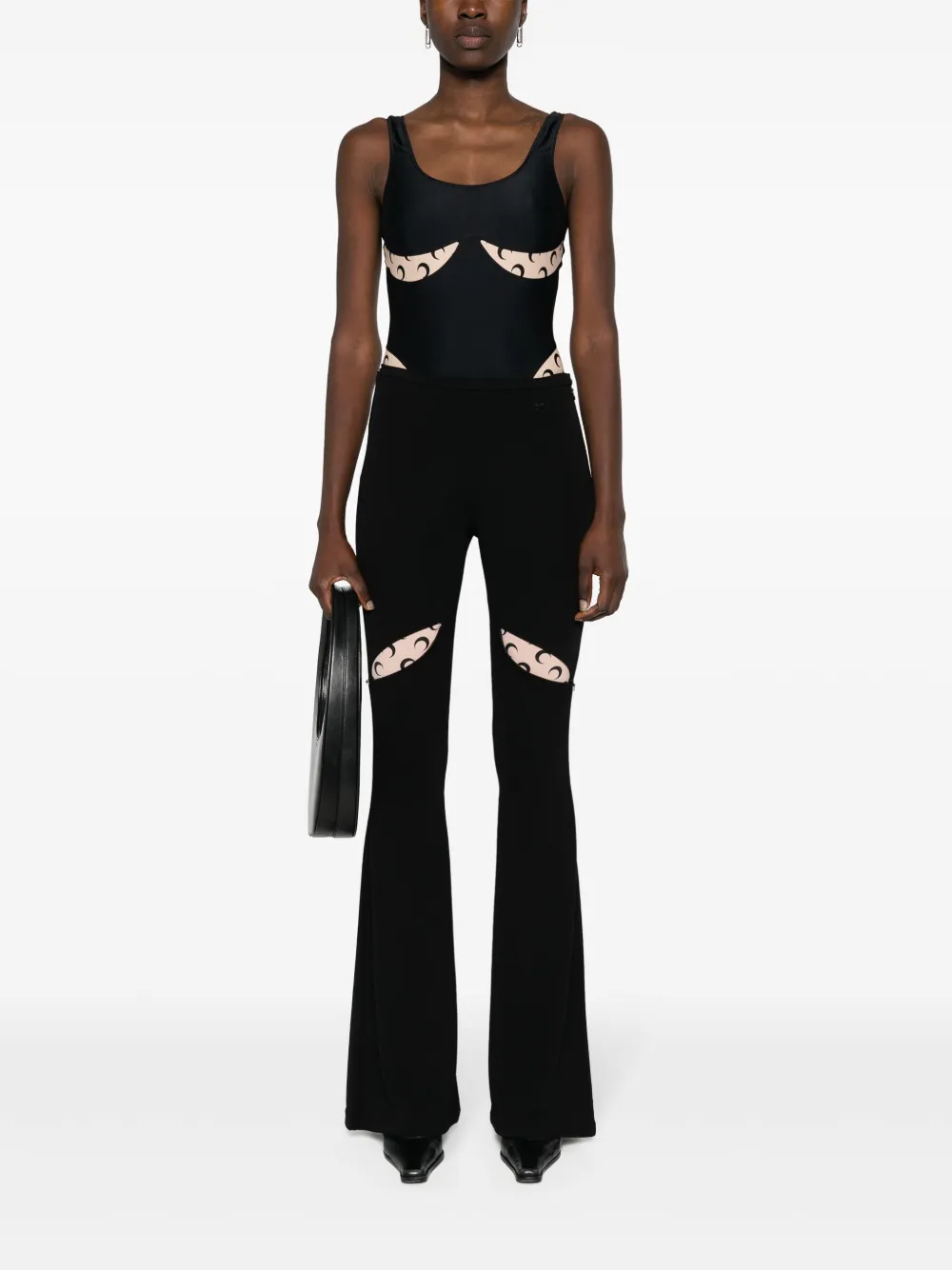 Marine Serre Regenerated jersey bodysuit - Zwart