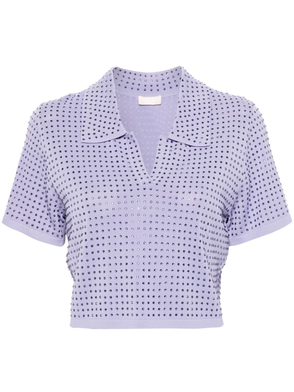 Liu •jo Crystal-embellished Knitted Polo Shirt In Violett