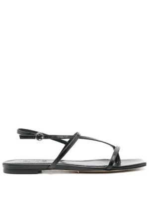 Manolo Blahnik Trinamu ビジュートリム サテンフラットサンダル