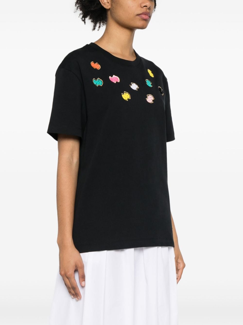 Shop Patou Motif-embroidered Cotton T-shirt In Black