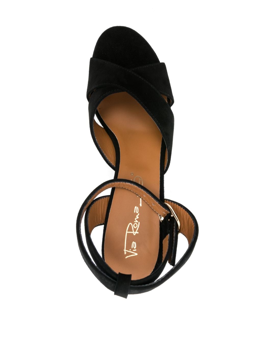 Shop Via Roma 15 115mm Suede Sandals In Black