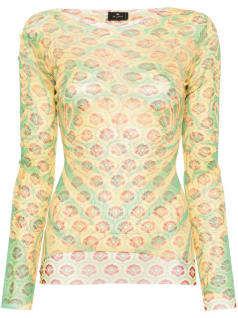 ETRO graphic-print mesh T-shirt Women