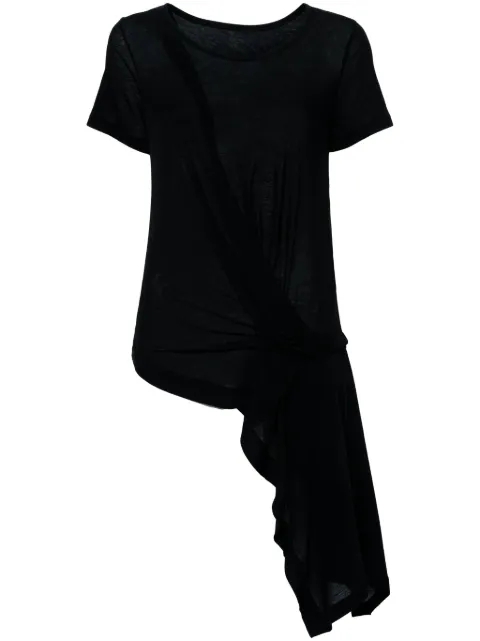 Yohji Yamamoto draped-detail asymmetric T-shirt