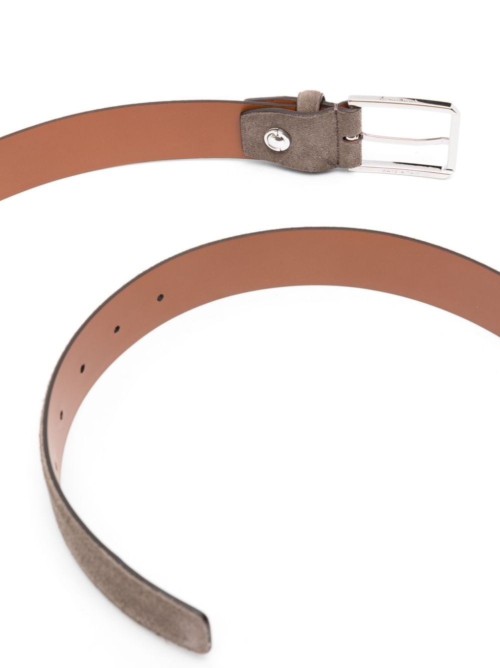 Shop Santoni Logo-debossed Suede Belt In Grey