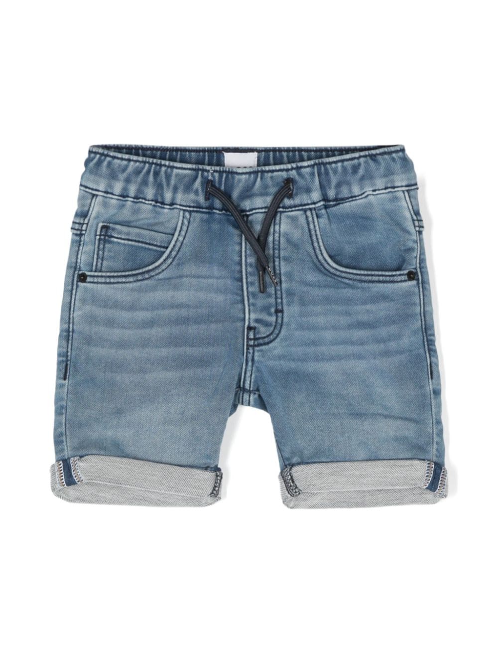 boss kidswear short en jean à logo embossé - bleu