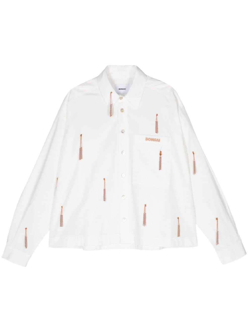 Bonsai Tassel-detail Cotton Shirt In Weiss