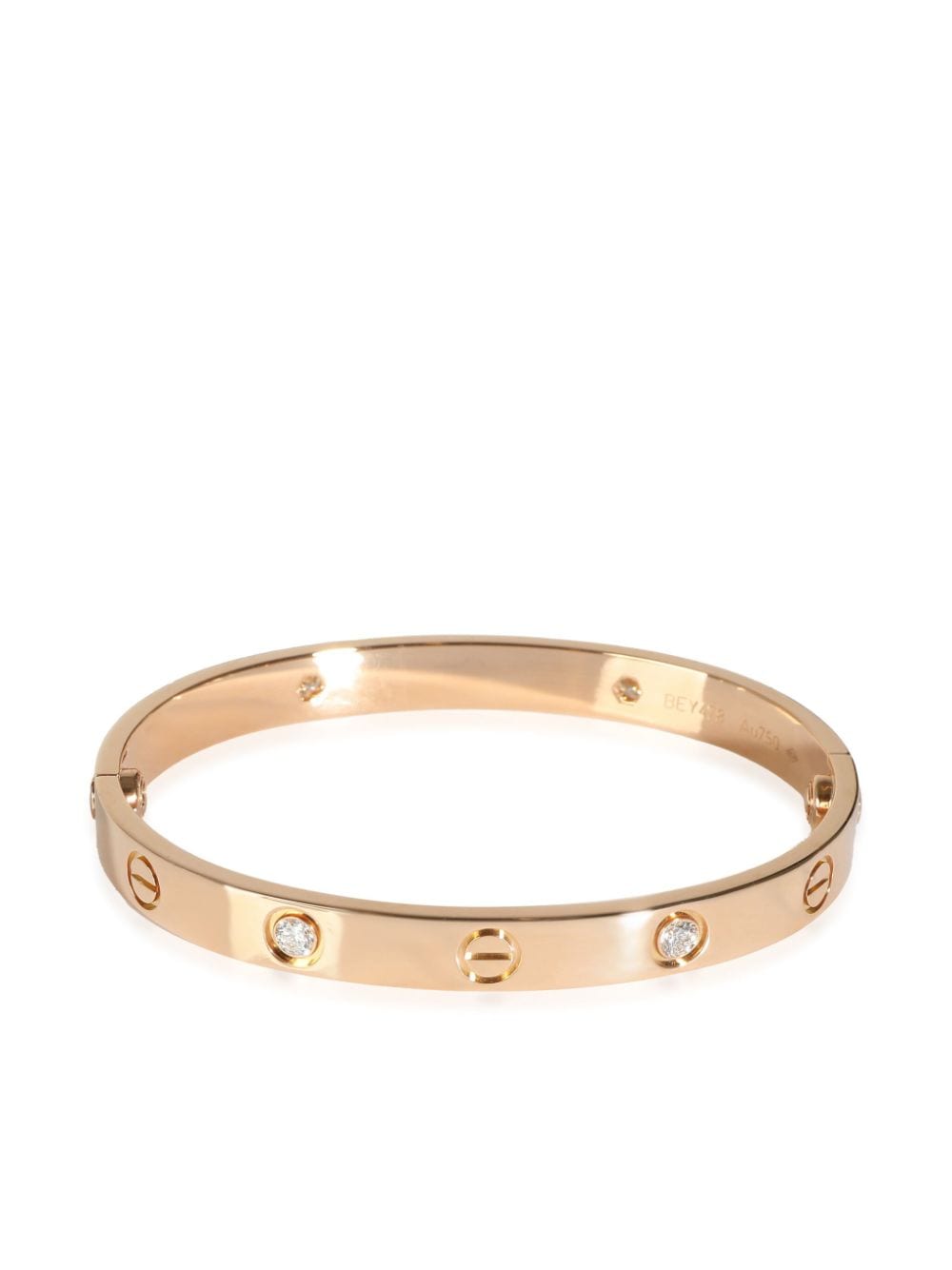 Pre-owned Cartier  18kt Rose Gold Love Diamond Bracelet In Pink