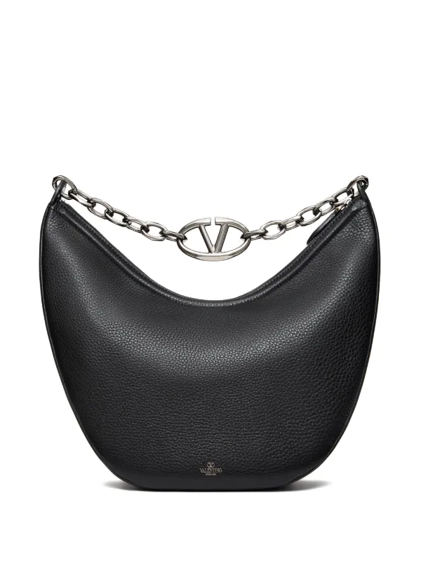 【Valentino】新作☆Vロゴ ムーン ミディアム ショルダー バッグ Valentino Garavani Vロゴ ムーン レザーショルダーバッグ