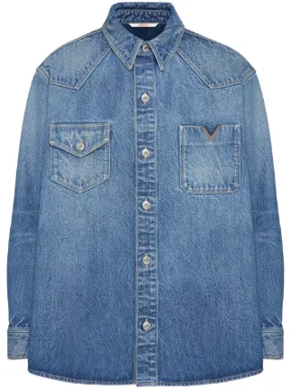 Valentino Garavani Vディテール デニムシャツ | ブルー | FARFETCH JP