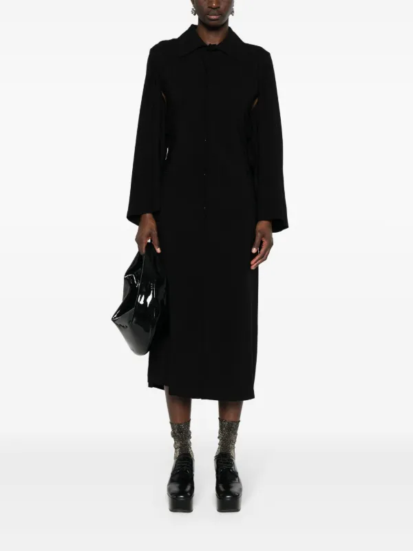 未使用級 Yohji Yamamoto +Noir long dress L Yohji Yamamoto Midi Shirt Dress | Black | FARFETCH