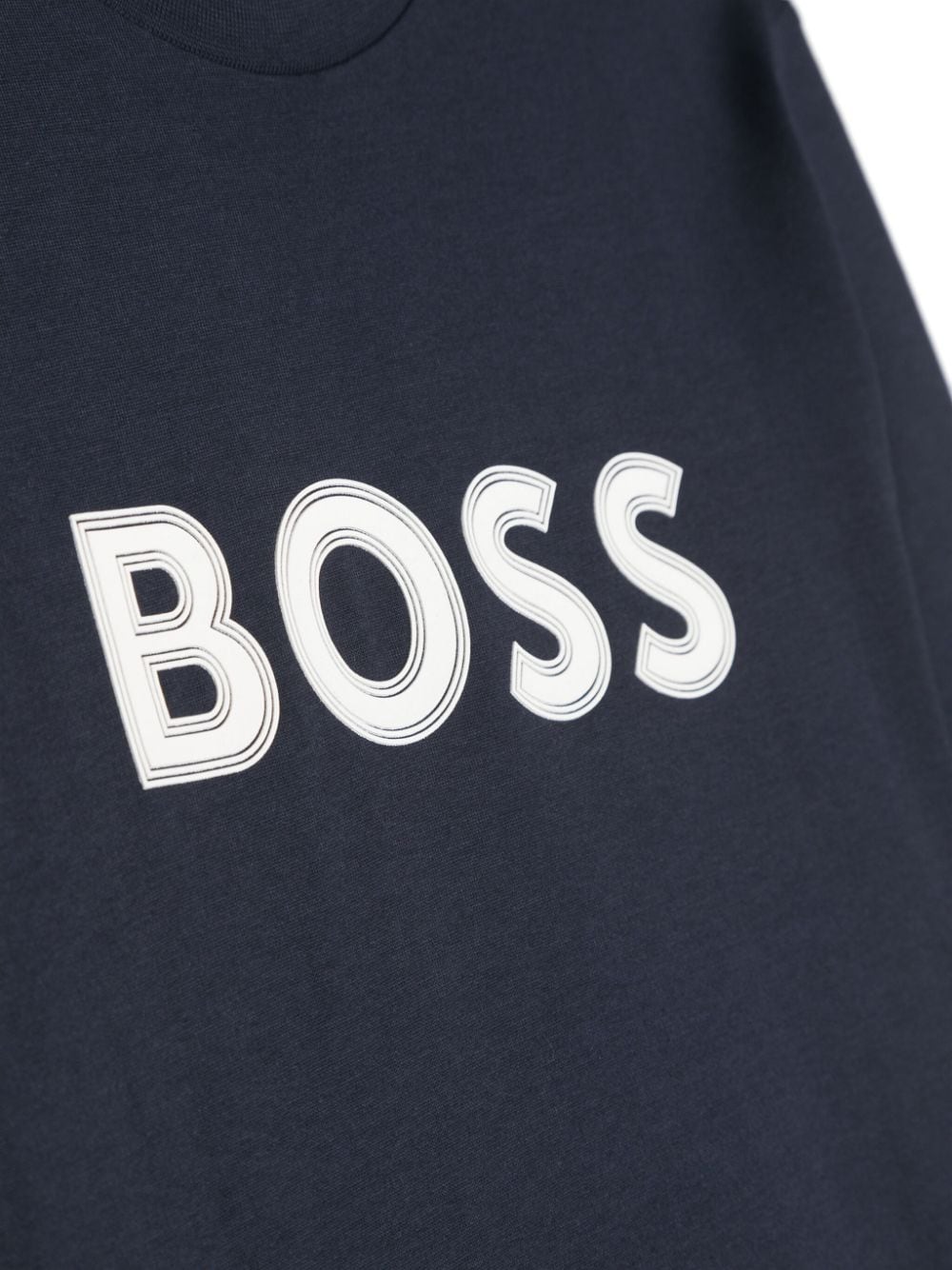 BOSS Kidswear Katoenen T-shirt met logo Blauw