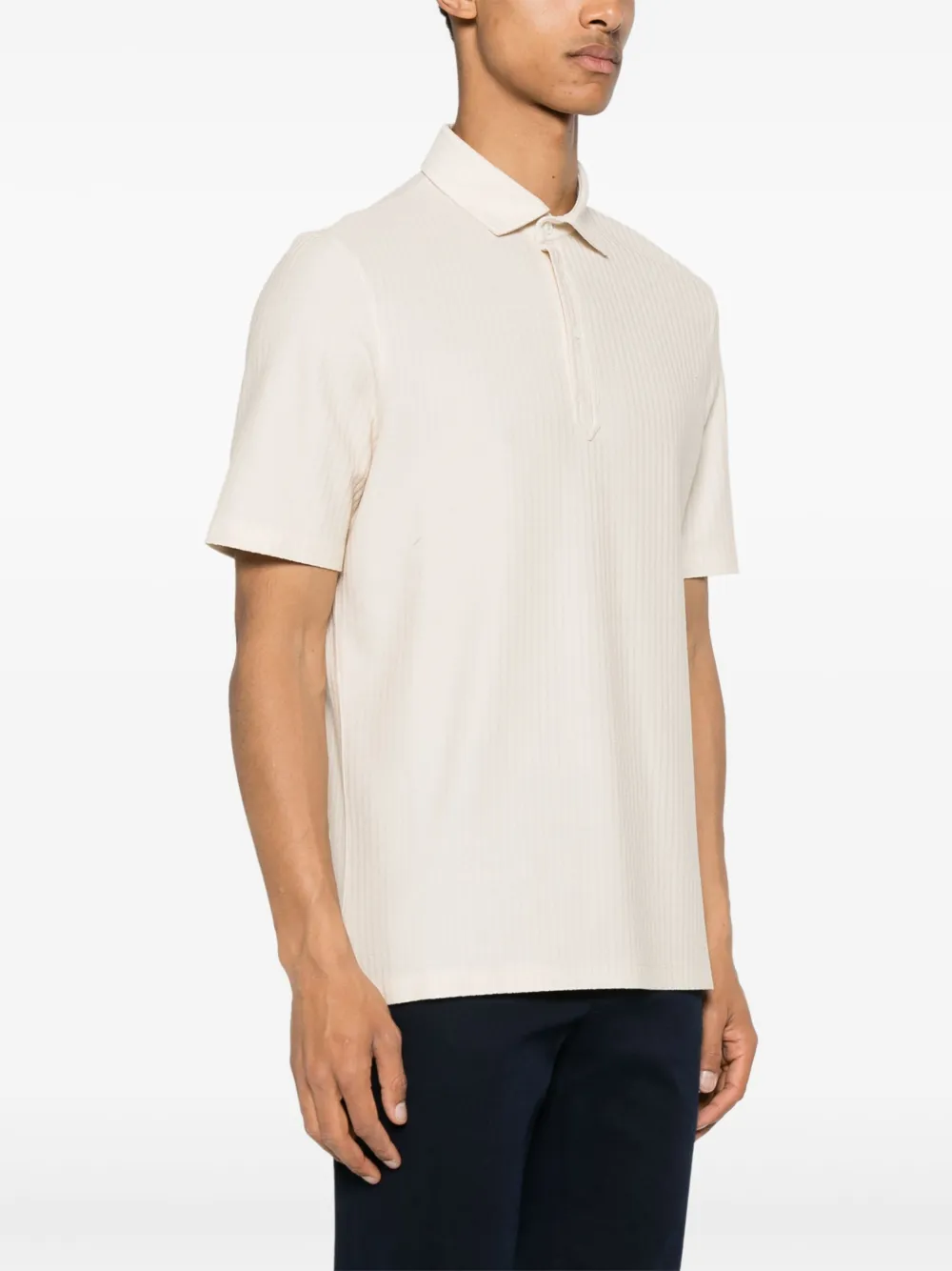 Shop Brunello Cucinelli Textured-finish Polo Shirt In Neutrals