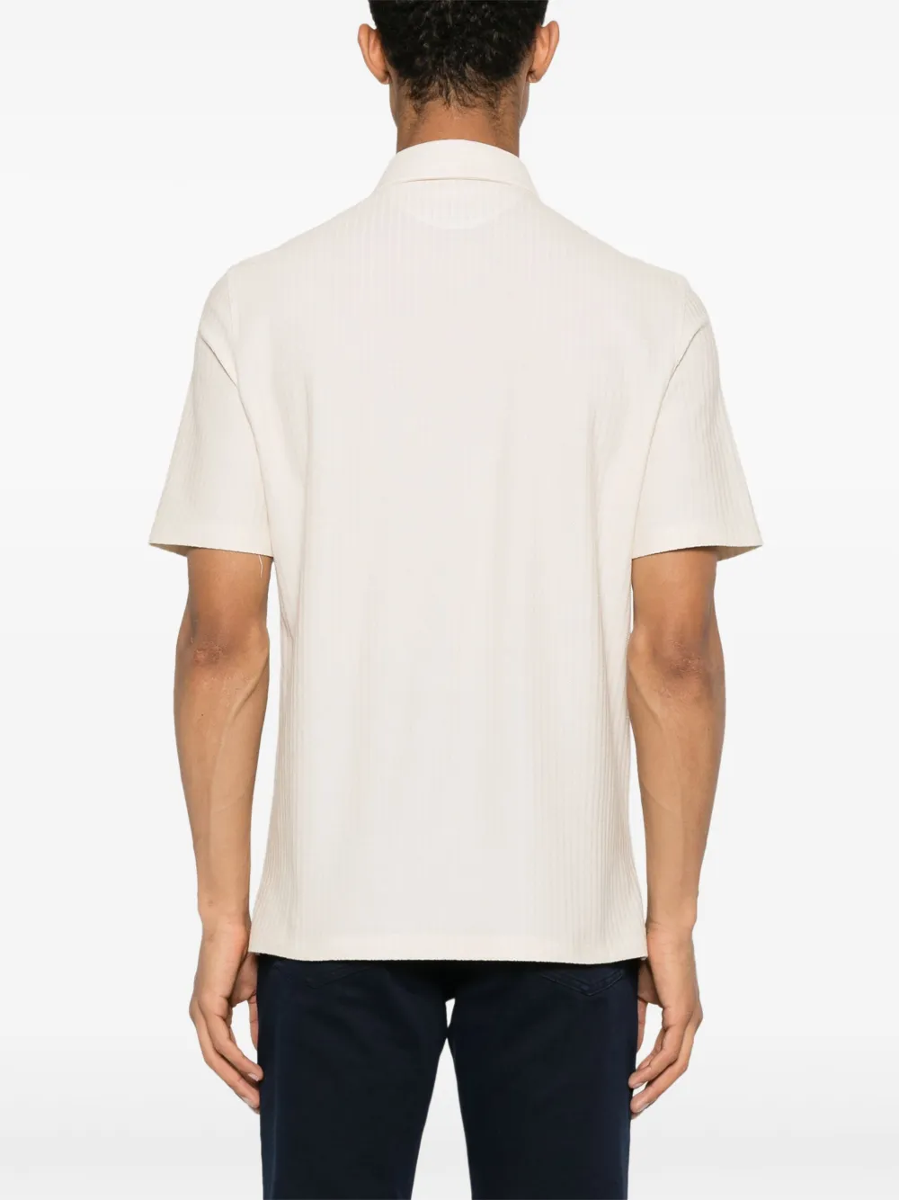 Shop Brunello Cucinelli Textured-finish Polo Shirt In Neutrals