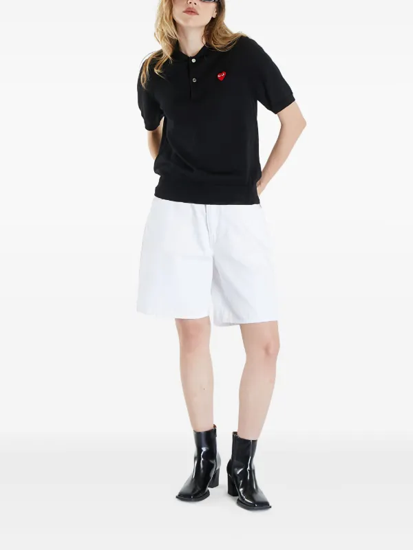 Comme Des Garçons Play ハートパッチ ポロシャツ | ブラック