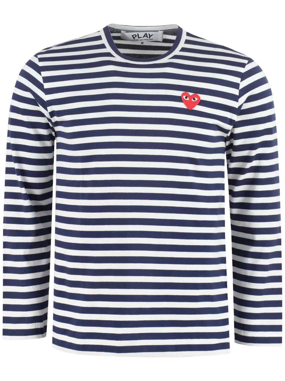 Comme Des Garçons Play appliqué-logo striped T-shirt - Blue