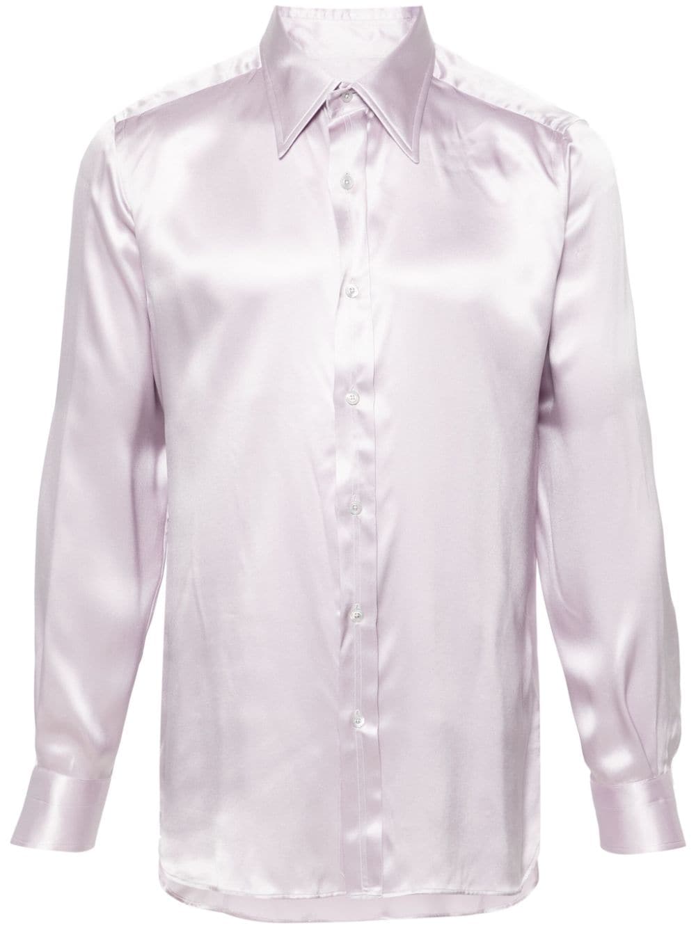 Tom Ford Straight-point Collar Silk Shirt In Purple