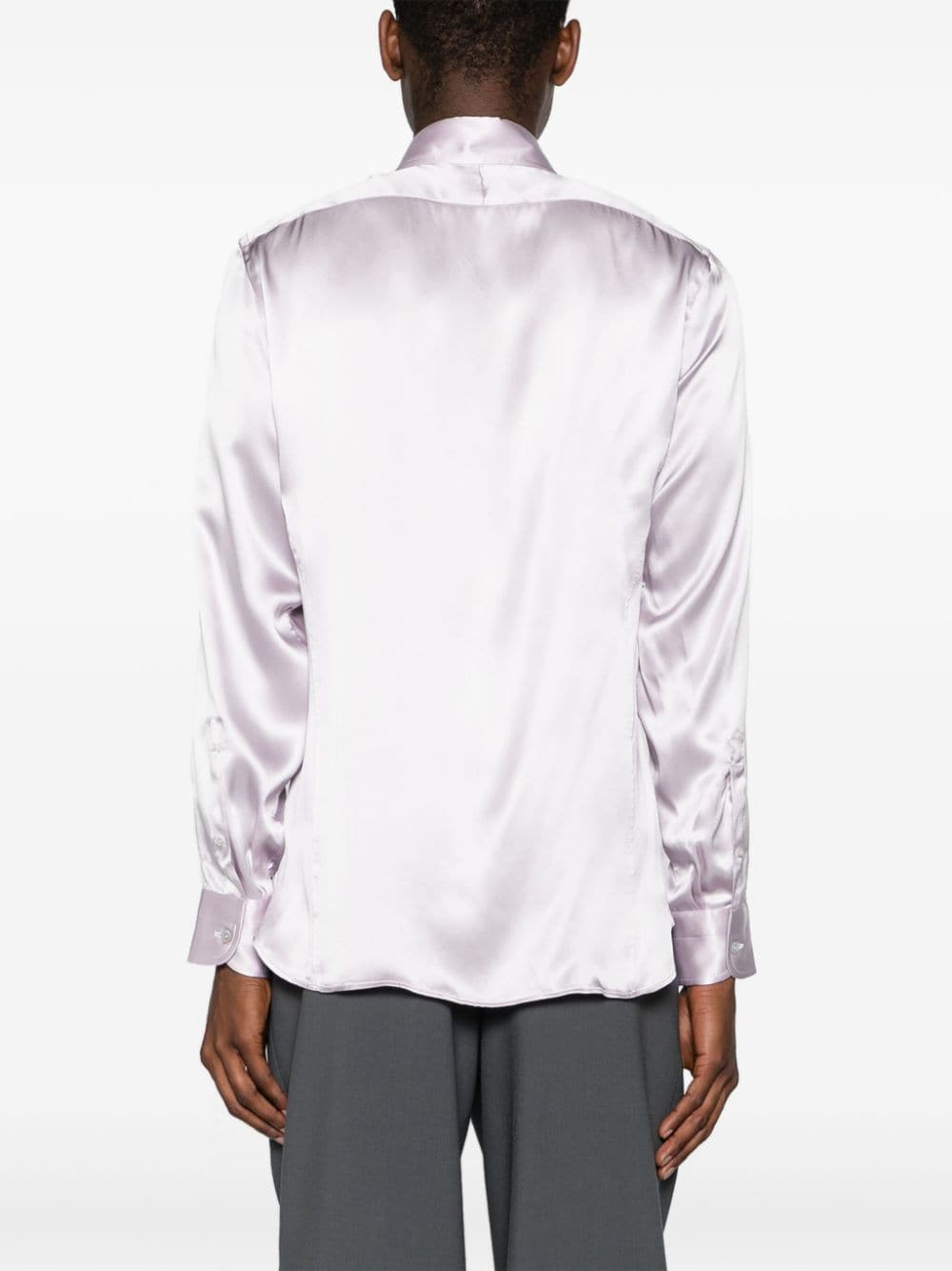 Shop Tom Ford Straight-point Collar Silk Shirt In Purple