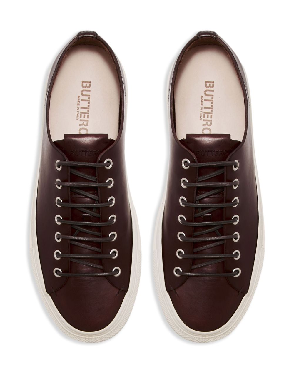 Shop Buttero Lace-fastening Leather Sneakers In Brown