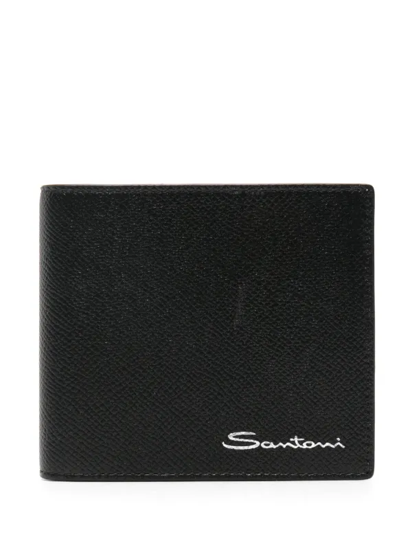 Santoni Bi-fold Leather Wallet in Black