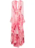 Roberto Cavalli Plumage-print maxi dress - Pink