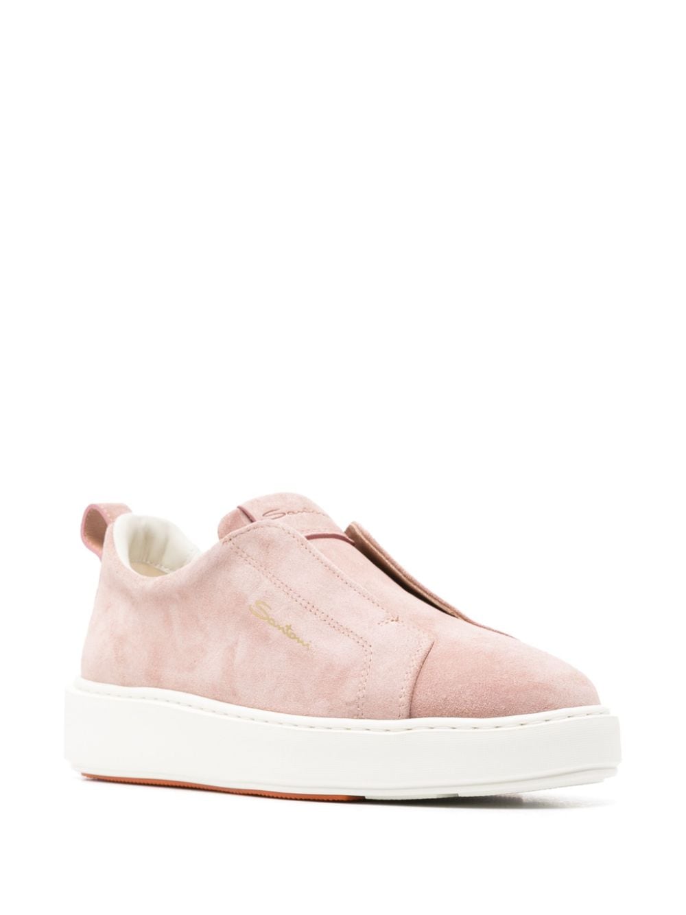 Shop Santoni Slip-on Suede Sneakers In Pink