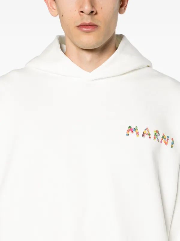 Marni logo-print Cotton Hoodie | White | FARFETCH